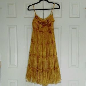 Designer silk yellow floral dress